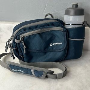 OUTDOOR PRODUCTS Waist Pack Bag Fanny Blue Unisex with unused water bottle